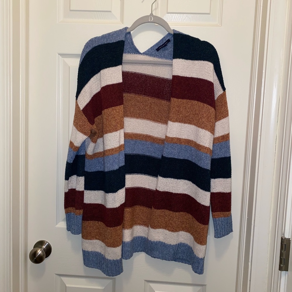 American Eagle Striped Open Front Cardigan